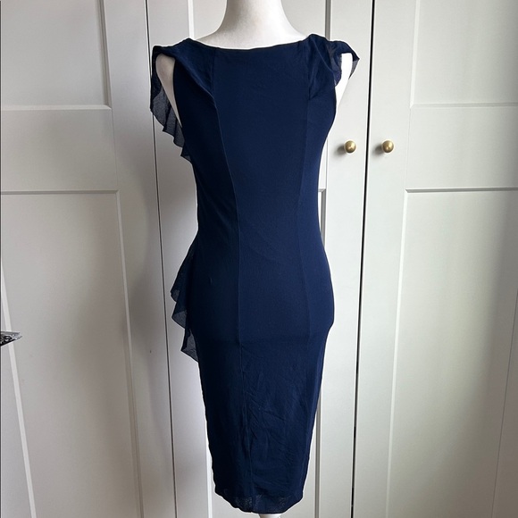 Fuzzi Blue Mesh Dress With Ruffles | M - Picture 5 of 6